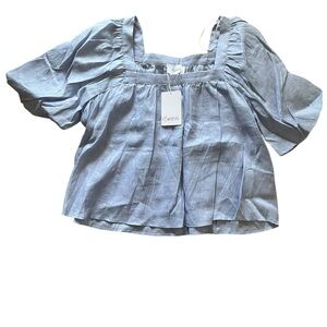 Esmaeé Afterglow Blue Linen Blouse | L
